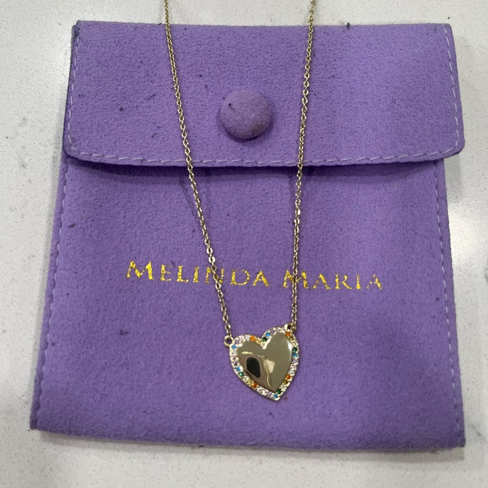 Melinda Maria You Have my Heart Necklace with Multicolor Stones. Small size